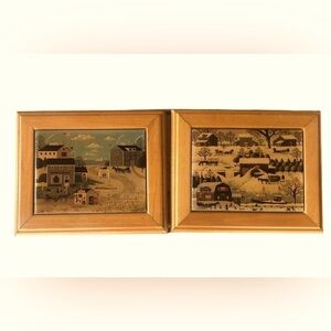 Vintage Georgina country creations Wood barn farmhouse artwork set cottagecore